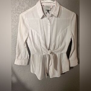 HD in Paris White Button-Down Tie-Front Shirt